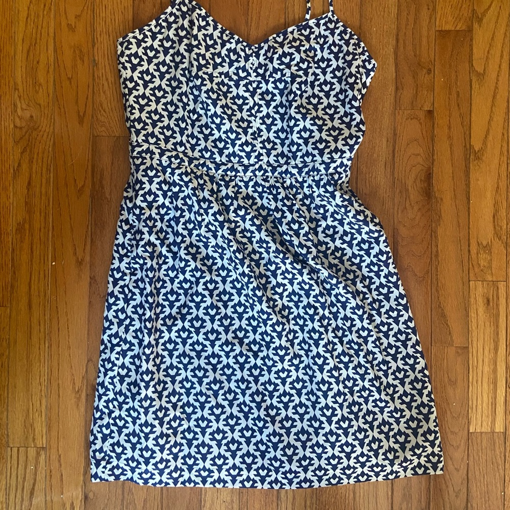 J Crew Navy and White Strappy Dress